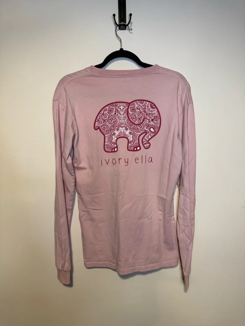 IVORY ELLA Pink Paisley Floral Elephant Long Sleeve T-Shirt Cotton Small - Picture 1 of 6